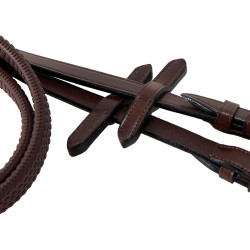 Equestro hoofdstel met Mexicaanse neusriem en synthetisch lamsvel Donkerbruin