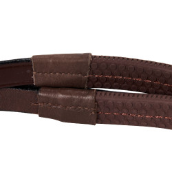 Equestro hoofdstel met Mexicaanse neusriem en synthetisch lamsvel Donkerbruin