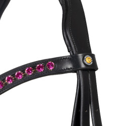 Equestro anatomisch hoofdstel met fuchsiakleurige stenen Zwart