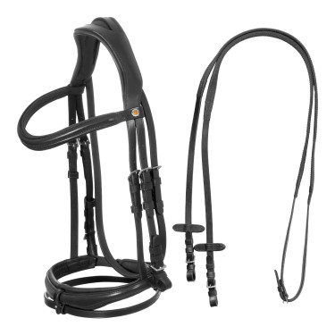 Equestro-hoofdstel met eenvoudige neusriem en brede, gebogen kopstuk Zwart