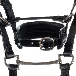 Leren hoofdstel Equestro voor speelgoedpaard met zilverkleurige studs Zwart