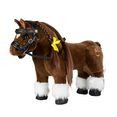 Leren hoofdstel Equestro voor speelgoedpaard met zilverkleurige studs Zwart