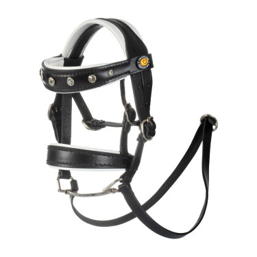 Leren Equestro-hoofdstel met strass voor speelgoedpaard Zwart