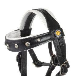 Leren Equestro-hoofdstel met strass voor speelgoedpaard Zwart