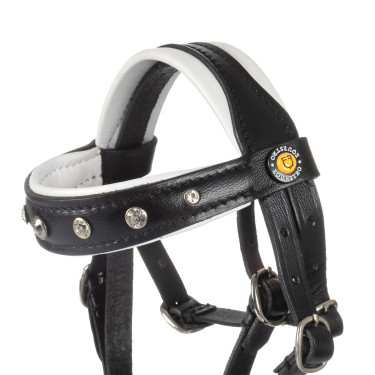 Leren Equestro-hoofdstel met strass voor speelgoedpaard Zwart