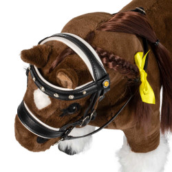 Leren Equestro-hoofdstel met strass voor speelgoedpaard Zwart