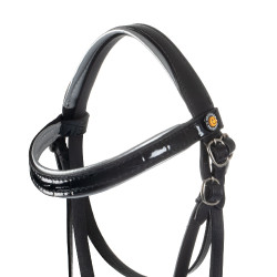 Glanzend leren hoofdstel voor hobby horse Equestro Zwart