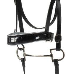 Glanzend leren hoofdstel voor hobby horse Equestro Zwart