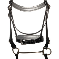 Glanzend leren hoofdstel voor hobby horse Equestro Zwart