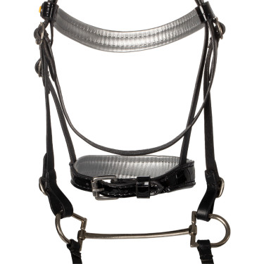 Glanzend leren hoofdstel voor hobby horse Equestro Zwart