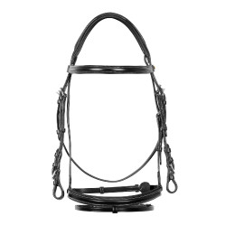 Springhoofdstel Equestro Engels leer Zwart