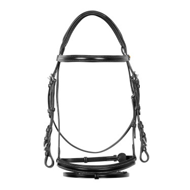 Springhoofdstel Equestro Engels leer Zwart