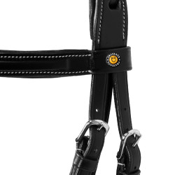 Springhoofdstel Equestro Engels leer Zwart