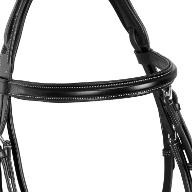 Springhoofdstel Equestro Engels leer Zwart