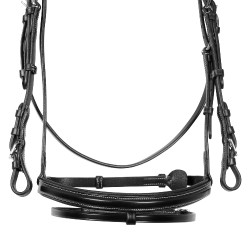 Springhoofdstel Equestro Engels leer Zwart