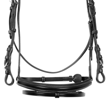 Springhoofdstel Equestro Engels leer Zwart
