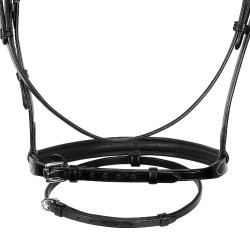 Springhoofdstel Equestro Engels leer Zwart