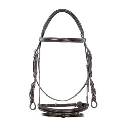 Springhoofdstel Equestro Engels leer Donkerbruin Springhoofdstel Equestro Engels leer Donkerbruin