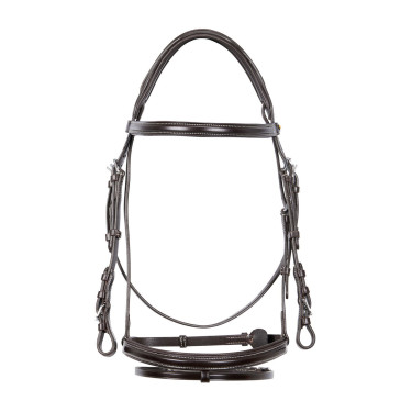 Springhoofdstel Equestro Engels leer Donkerbruin Springhoofdstel Equestro Engels leer Donkerbruin