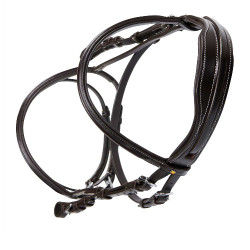 Springhoofdstel Equestro Engels leer Donkerbruin Springhoofdstel Equestro Engels leer Donkerbruin