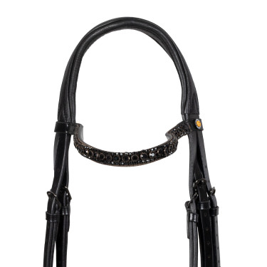 Equestro Elegant dressuurhoofdstel van leer Zwart