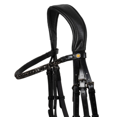 Equestro Elegant dressuurhoofdstel van leer Zwart