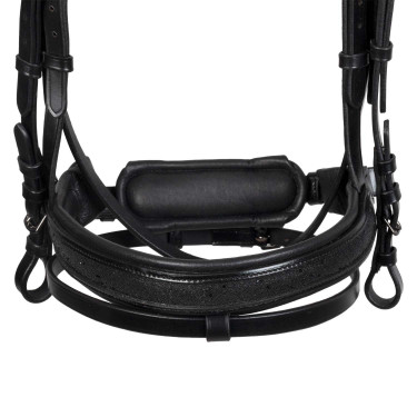 Equestro Elegant dressuurhoofdstel van leer Zwart