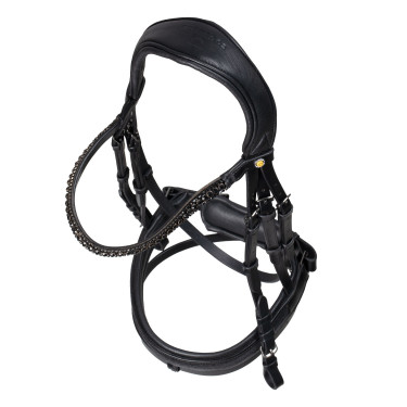 Equestro Elegant dressuurhoofdstel van leer Zwart