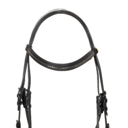 Engels trenshoofdstel Equestro zwart in leer Zwart