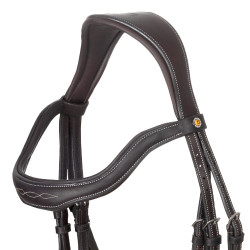 Engelse hoofdstel van soepel leer Equestro met sierstiksel Donkerbruin Engelse hoofdstel van soepel leer Equestro met sierstiksel Donkerbruin
