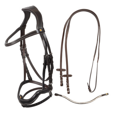 Anatomisch hoofdstel Equestro met gebogen neusriem Donkerbruin