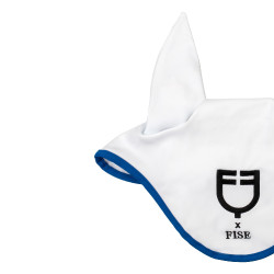 Equestro x FISE oornet van technische stof Wit / Savoisch blauw