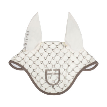 Equestro oornetje met monogramprint Antiek wit / walnoot Equestro oornetje met monogramprint Antiek wit / walnoot