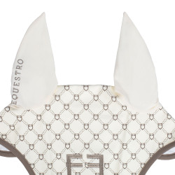 Equestro oornetje met monogramprint Antiek wit / walnoot Equestro oornetje met monogramprint Antiek wit / walnoot