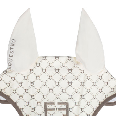 Equestro oornetje met monogramprint Antiek wit / walnoot Equestro oornetje met monogramprint Antiek wit / walnoot