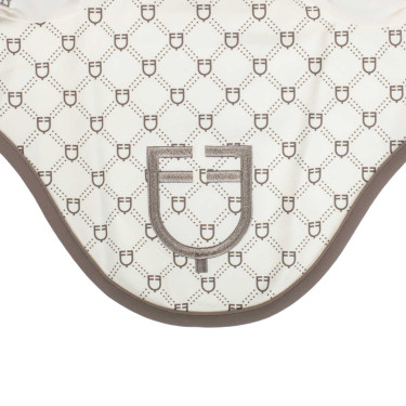 Equestro oornetje met monogramprint Antiek wit / walnoot Equestro oornetje met monogramprint Antiek wit / walnoot