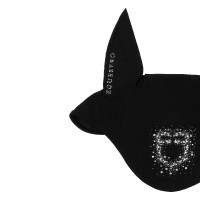 Equestro-oorkap van technische stof met logo in stras-steentjes Zwart Equestro-oorkap van technische stof met logo in stras-steentjes Zwart