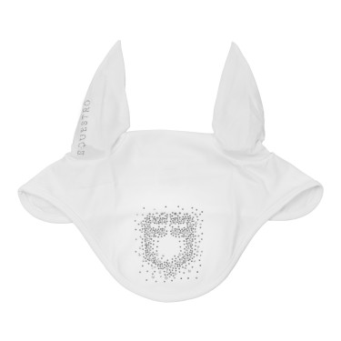 Equestro-oorkap van technische stof met logo in stras-steentjes Wit / wit