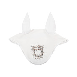 Equestro oornetje in technische stof met glinsterend logo Wit Equestro oornetje in technische stof met glinsterend logo Wit