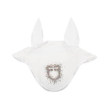 Equestro oornetje in technische stof met glinsterend logo Wit Equestro oornetje in technische stof met glinsterend logo Wit