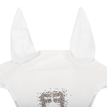 Equestro oornetje in technische stof met glinsterend logo Wit Equestro oornetje in technische stof met glinsterend logo Wit