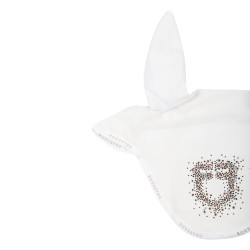 Equestro oornetje in technische stof met glinsterend logo Wit Equestro oornetje in technische stof met glinsterend logo Wit