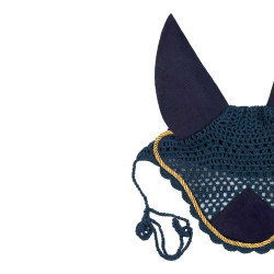 Paardenoornet Derby van katoen Marine / goud / marine Marineblauw