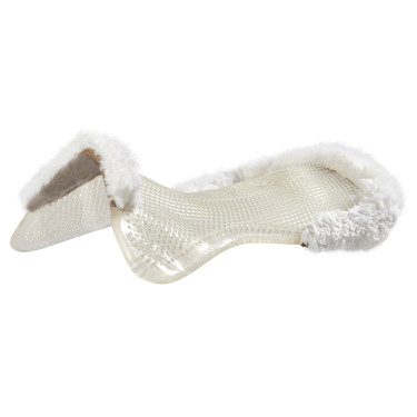 Acavallo Gel NS-S Classic-S halve vlak uitgesneden schokdemper Transparant / witte schapenvacht Acavallo Gel NS-S Classic-S halve vlak uitgesneden schokdemper Transparant / witte schapenvacht