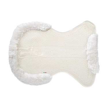 Acavallo Gel NS-S Classic-S halve vlak uitgesneden schokdemper Transparant / witte schapenvacht Acavallo Gel NS-S Classic-S halve vlak uitgesneden schokdemper Transparant / witte schapenvacht