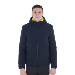 Waterdichte herenjas met inzetstukken van Teddy Equestro-stof Marineblazer Marineblauw Waterdichte herenjas met inzetstukken van Teddy Equestro-stof Marineblazer Marineblauw