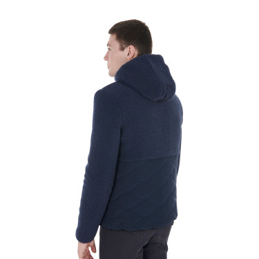 Waterdichte herenjas met inzetstukken van Teddy Equestro-stof Marineblazer Marineblauw Waterdichte herenjas met inzetstukken van Teddy Equestro-stof Marineblazer Marineblauw