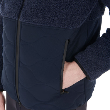 Waterdichte herenjas met inzetstukken van Teddy Equestro-stof Marineblazer Marineblauw Waterdichte herenjas met inzetstukken van Teddy Equestro-stof Marineblazer Marineblauw