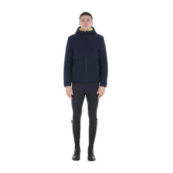 Waterdichte herenjas met inzetstukken van Teddy Equestro-stof Marineblazer Marineblauw Waterdichte herenjas met inzetstukken van Teddy Equestro-stof Marineblazer Marineblauw