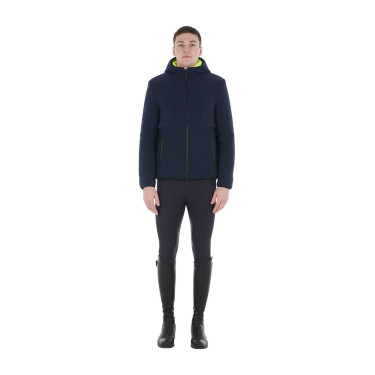 Waterdichte herenjas met inzetstukken van Teddy Equestro-stof Marineblazer Marineblauw Waterdichte herenjas met inzetstukken van Teddy Equestro-stof Marineblazer Marineblauw